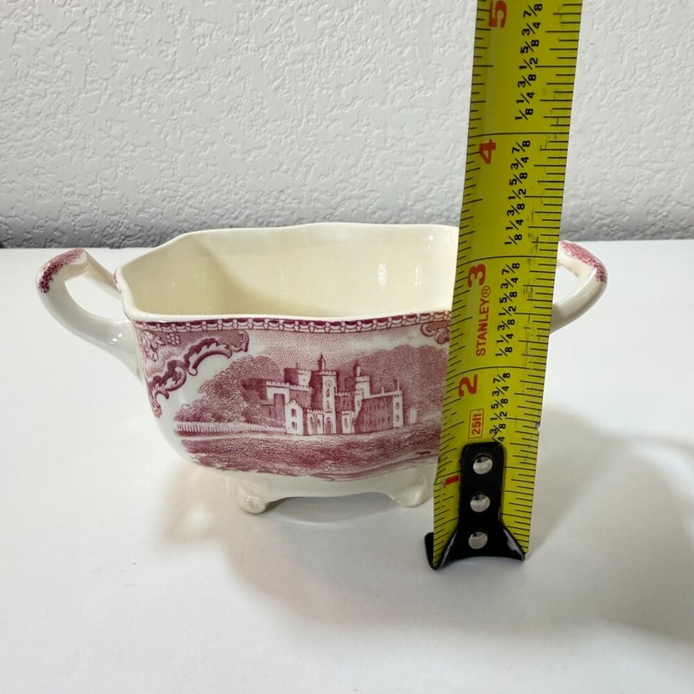 🏰 VTG Johnson Brothers "Old Britain Castles" Open Sugar Bowl Pink/Red *READ* 🏰 - Picture 16 of 16